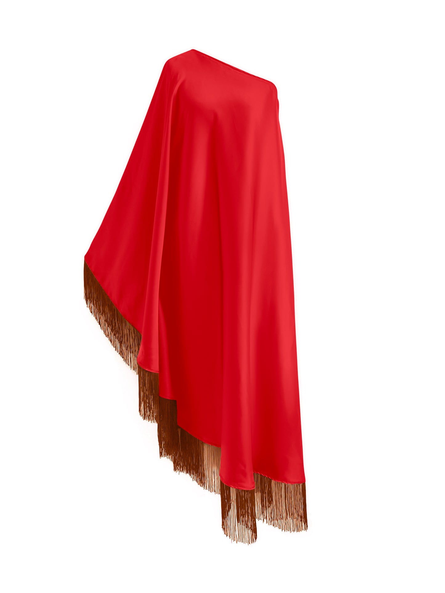 Off Shoulder Glam Brown Fringe Maxi Dress