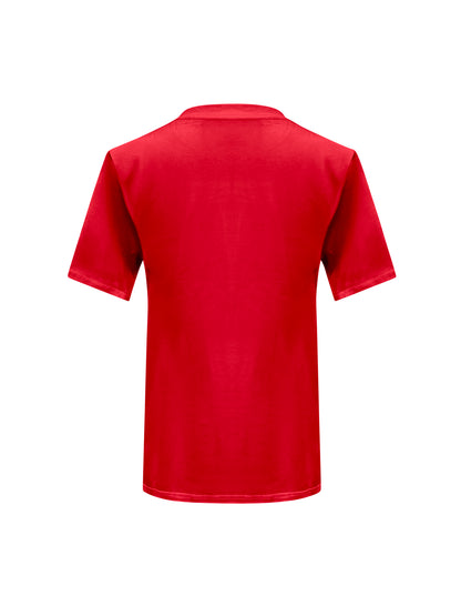 Red Cotton Toma T-Shirt With Sequin Flower