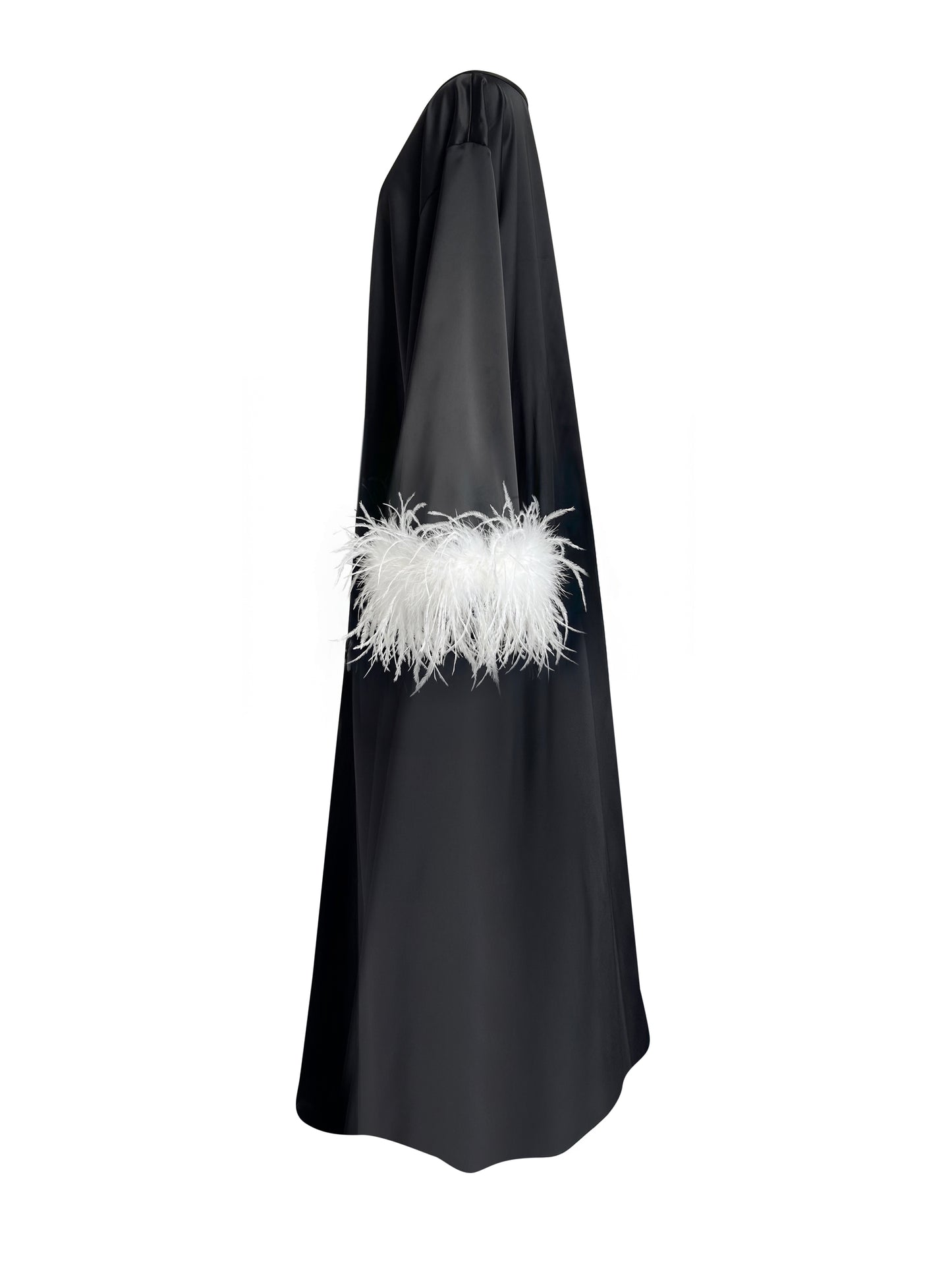 Jess Maxi Maxi Black Party Dress With White Feathers