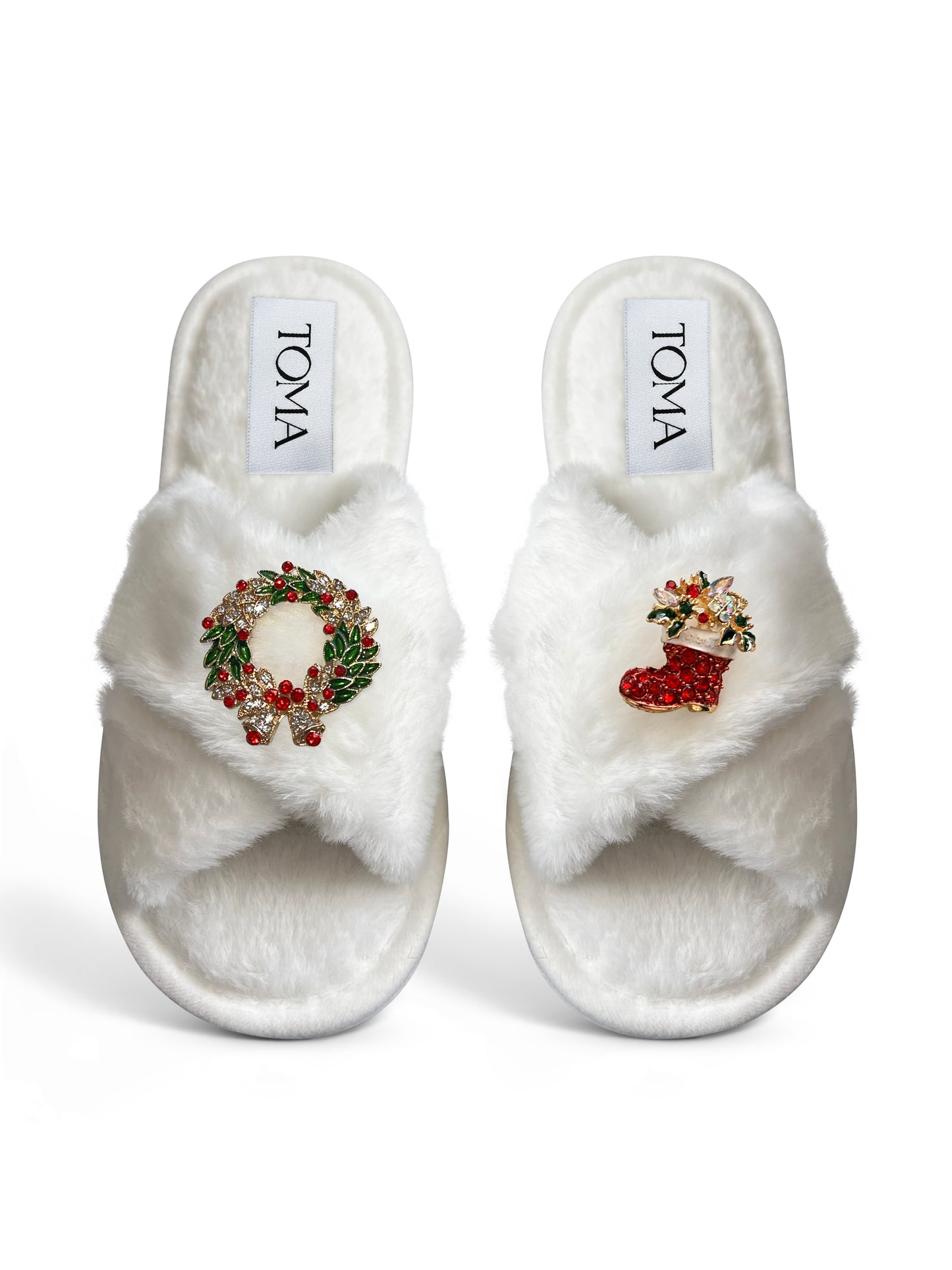Classic Toma Faux Fur Open Toe Christmas Slippers