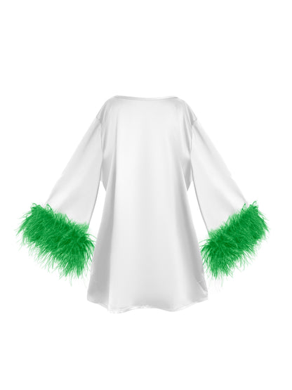 White And Green Mini Dahlia Dress