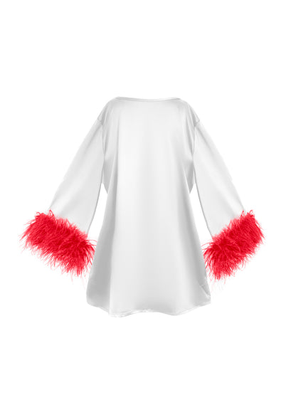 White And Red Mini Dahlia Dress