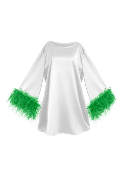 White And Green Mini Dahlia Dress