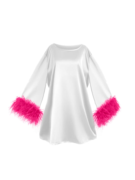 White And Pink Mini Dahlia Dress