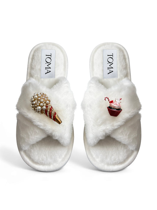 Classic Toma Faux Fur Open Toe Popcorn Slippers