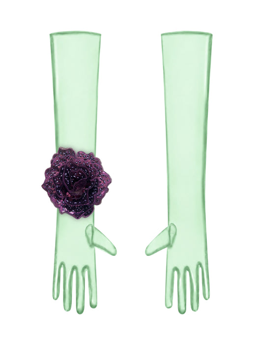 Dark Purple Flower Mint Gloves