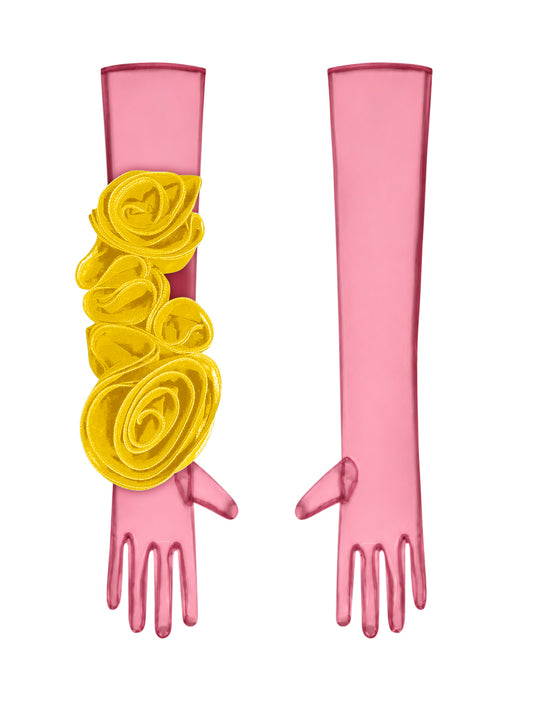 Red Gloves With Yellow Flower